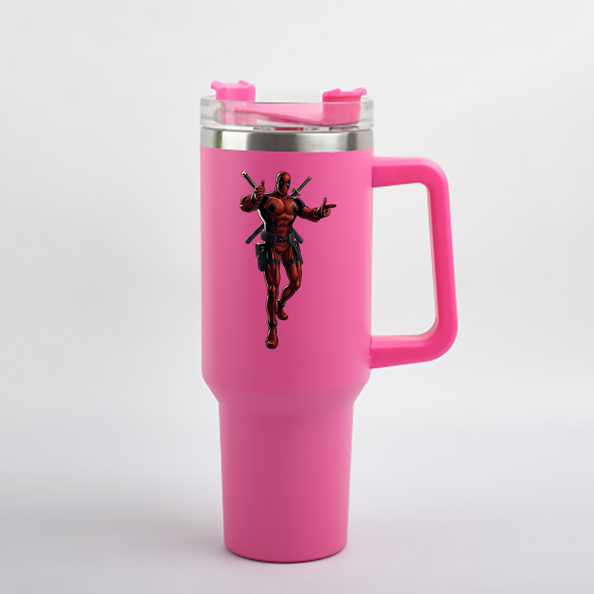 （画像用） Deadpool デッドプール 1200mL車用タンブラー - クリスタルステッカー（プラスチックストロー付き）